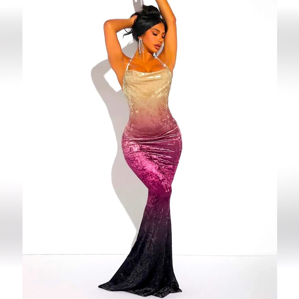 Ombré Formal Evening Dress Size L